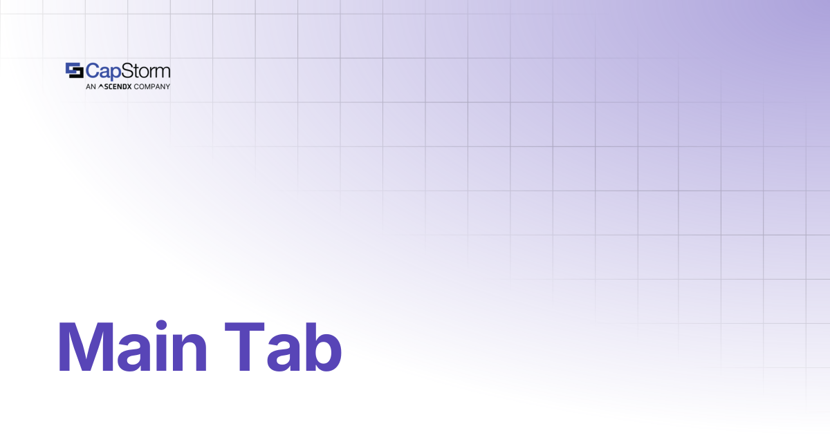 Main Tab | CopyStorm/Restore | Capstorm Learn