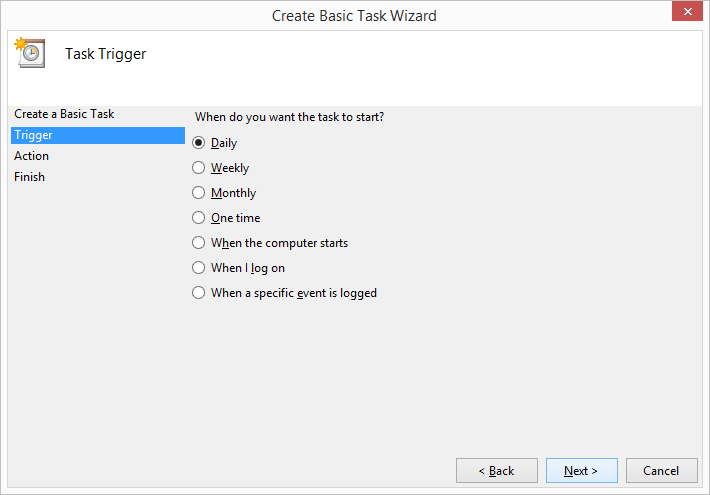 Basic tasks. Basic создание. Triggers settings. Wizard steps.