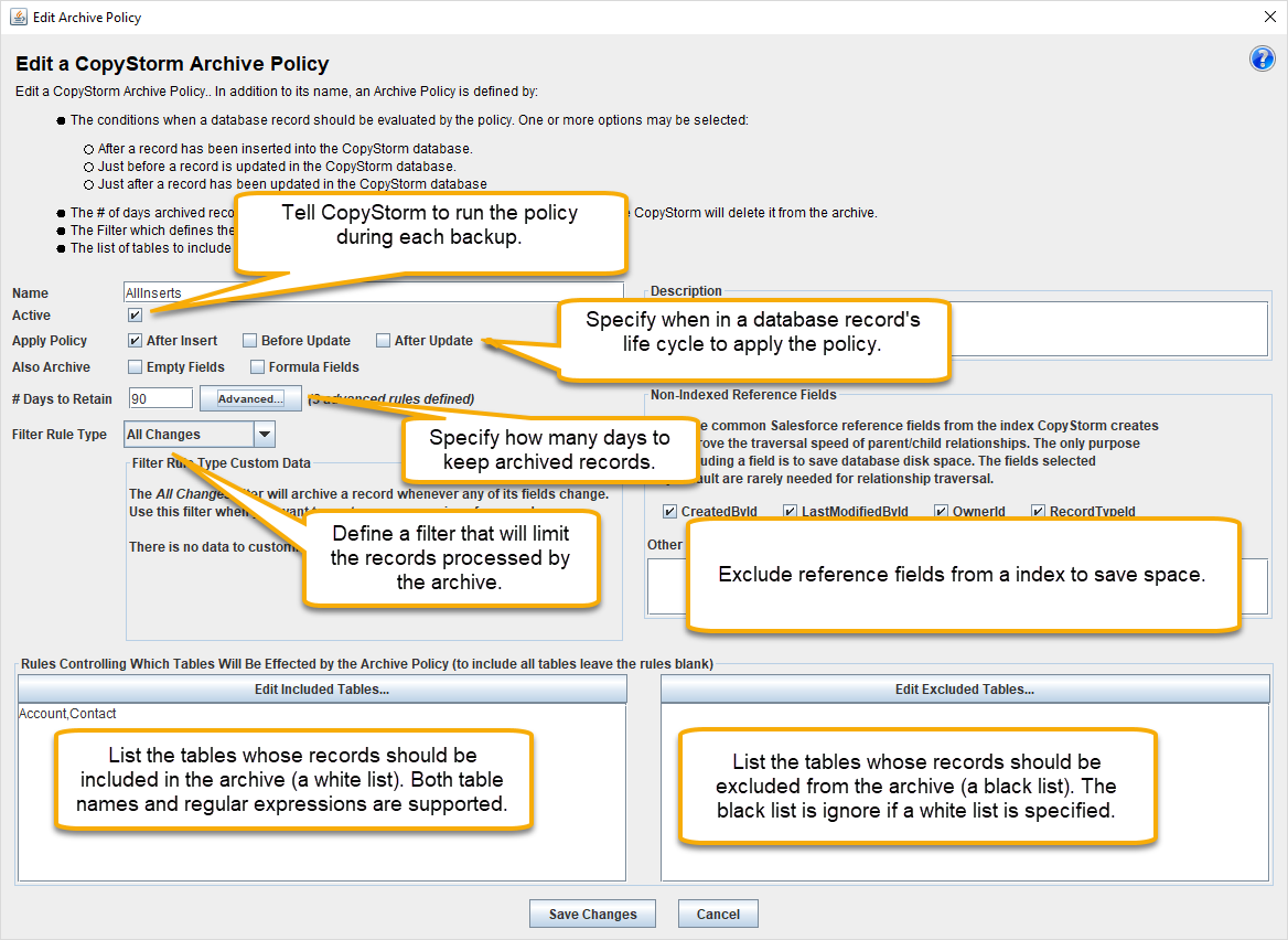 Archive Policy Editor - Capstorm Learning Center