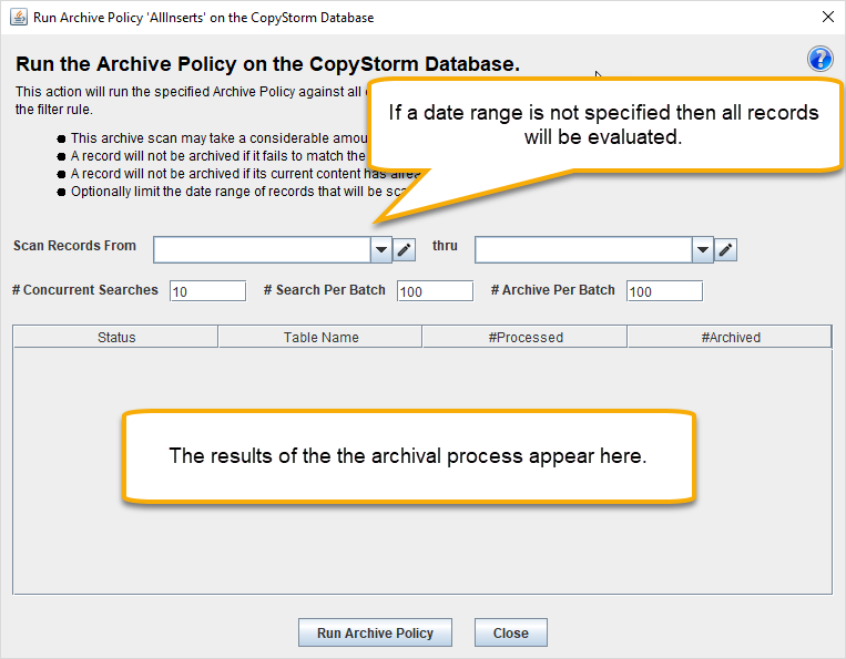 ArchiveRunPolicySetup