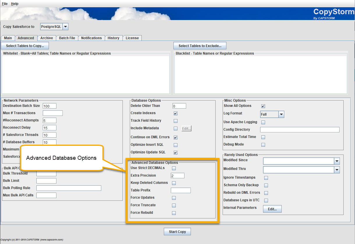 Advanced Database Options Capstorm Learning Center