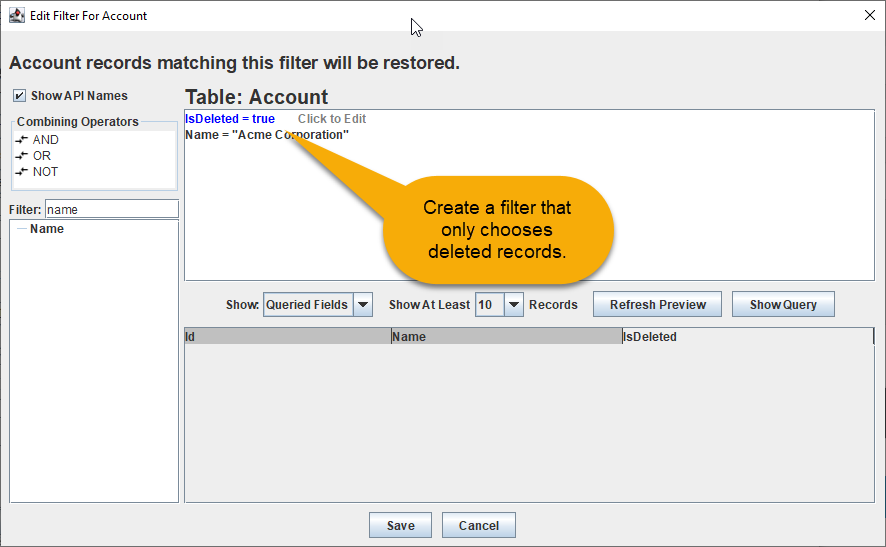 FilterIncludeDeleted