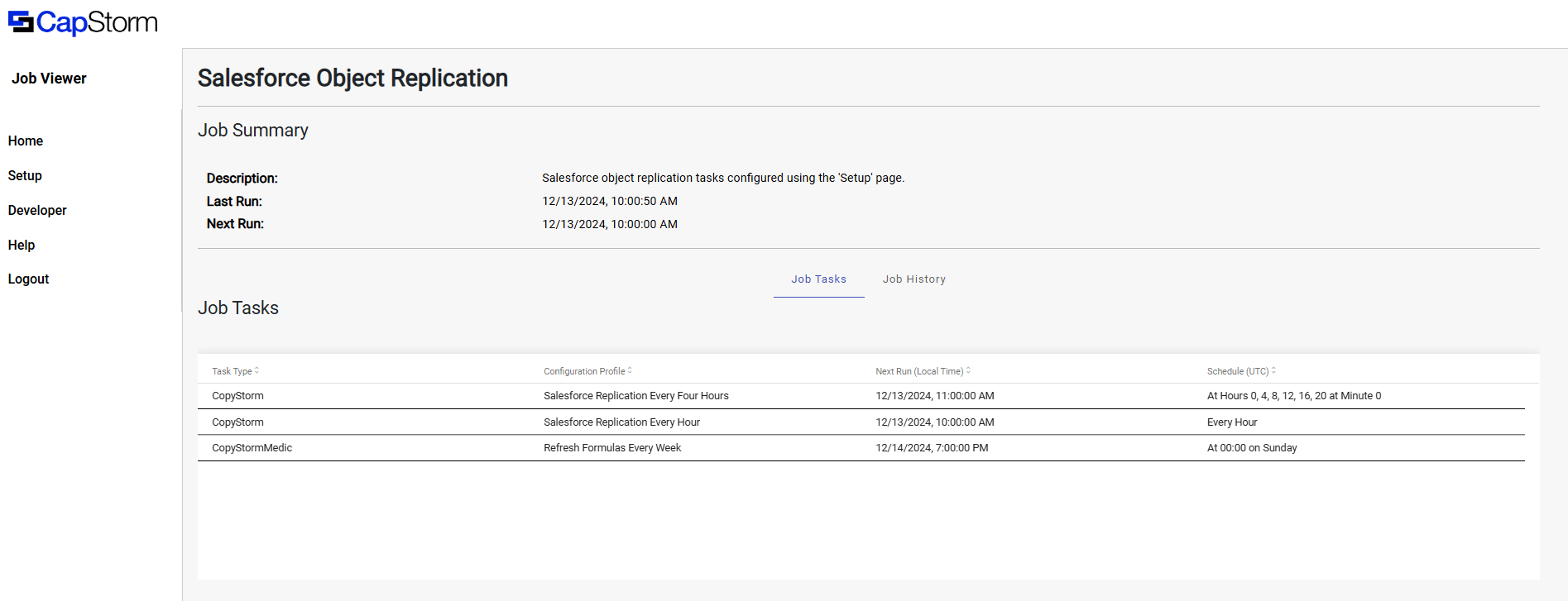 Snowpark Job Viewer Page – Job Tasks