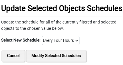 Snowpark Setup Page – Modify Schedules Dialog
